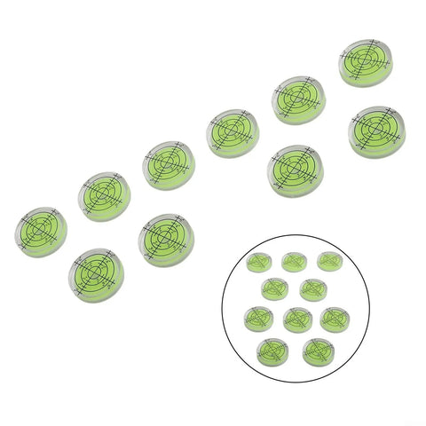 Circular for spirit Level 32mm High Translucent for acrylic Body, set of 12 precision levels with green fluid and markings.