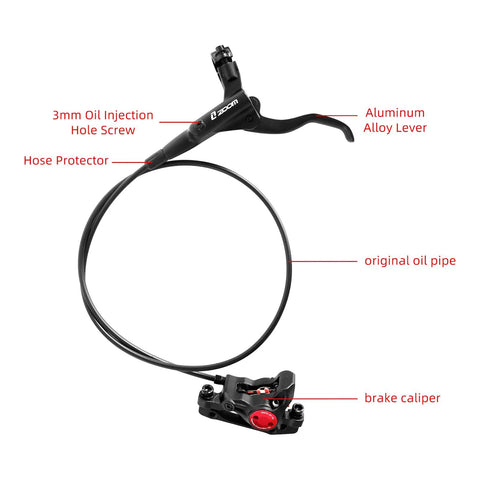 Z00M HB875 MTB hydraulic disc brake set with aluminum alloy lever, hose, and caliper