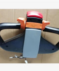 Heavy Duty Electric Pallet Truck Handle Assembly Featuring Smooth Operator Actuation Lever and Top Shelf Throttle Foot Pedal for Industrial Lift Trucks Built Straight Tough With Zero Hassle Install and Grip Tight Controls, close-up view.