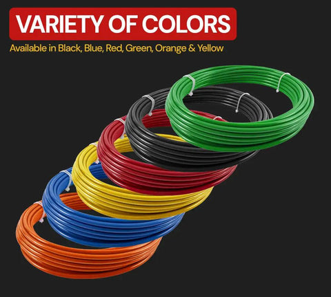 Variety of colors for One Quarter Inch SAE J844 Nylon Air Brake Tubing, Five Hundred Feet, Black, DOT Approved, Heavy Duty Pneumatic Air Line Hose