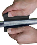 Hands using Thick 1 Inch Barbell Grip For Dumbbells And Weightlifting Bars, Upgraded Silicone Rubber Grips for enhanced grip.
