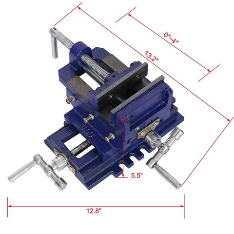 Dimensions of Cross Slide Drill Press Vise With Two Way X Y Precision Control Heavy Duty Cast Iron Milling Clamp 3.5 Inch Jaw