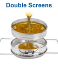 Stainless Steel Honey Strainer With Double Sieve For Beekeeping Gear, Mesh Filter Screen, 9 Inch Diameter, 4 Inch Depth showing honey flow
