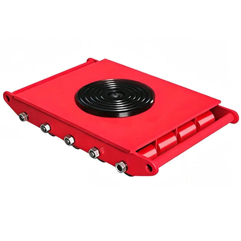 Heavy Duty Machine Skate Dolly Set For Effortless Equipment Transport, 30 Ton Capacity, 4 Pack, steel, PU wheels, red turntable