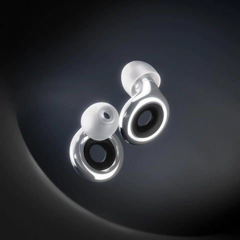 Experience 2 Plus Ear Plugs For Concerts And Festivals With 17 dB Noise Reduction shown in sleek black and white design