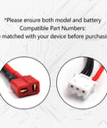 Close-up of red and white connectors for 2 Pack 7.4V 1500mAh Li Ion Battery High Rate For 1 10th 1 12th And 1 16th RC Off Road Cars