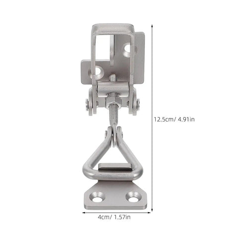 Front view of Two Pack Tough As Nails Heavy Duty Stainless Steel Toggle Clamp Latch, 12.5cm length, 4cm width, lock hole design.