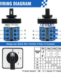 Heavy-Duty Rotary Changeover Switch 20A 660V Four Position Three Phase With 12 Terminals wiring diagram and selector switch