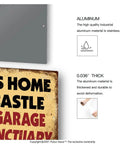 Retro Vintage Metal Tin Wall Sign For Garage And Man Cave Rustproof Aluminum Decor Featuring Bold American Slang Quote Ideal For Weekend Warrior Shop Or Backyard Hangout 12X8In with detailed materials description