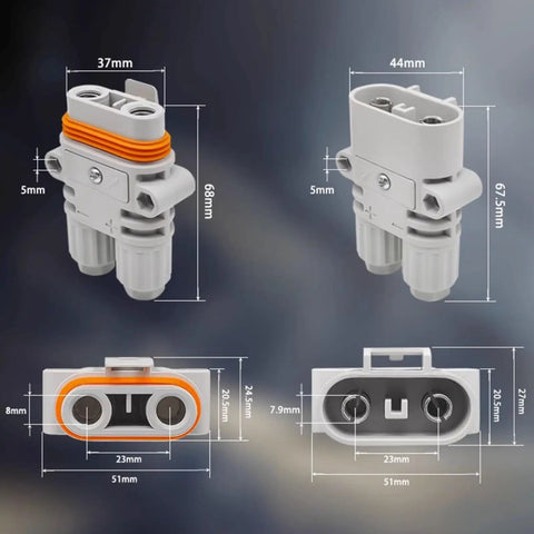 Hella Reliable 120A 1200V Waterproof Male Female Power Connector Set Heavy Duty Plug And Play Adapter dimensions and design