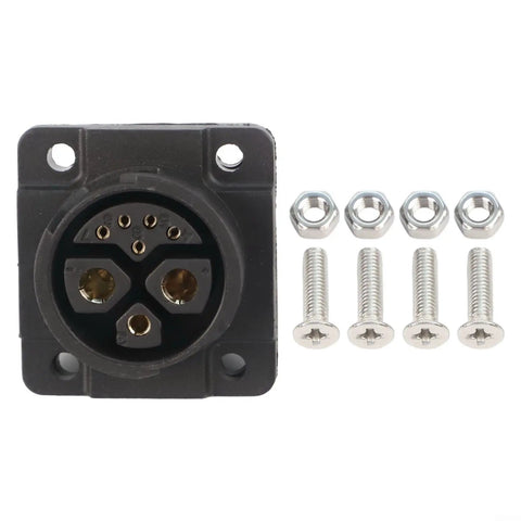 Built Tough IP67 Waterproof Male Female Energy Storage Connector 500V 50A with mounting bolts and screws for industrial use.