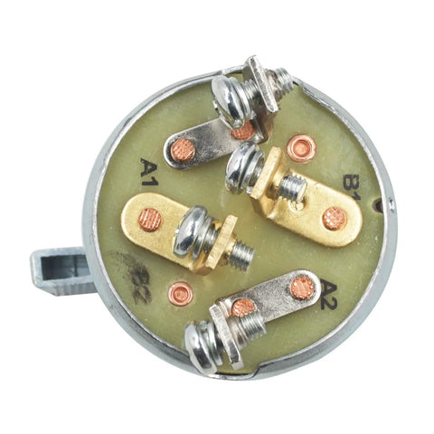 Close-up view of terminals on the Rotary Switch SW710 50 Amp 12V Forward Reverse 3 Position ON-OFF-ON for dump trucks and trailers.