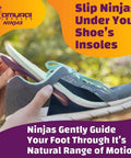 Installing Ninjas Plantar Fasciitis Relief Insoles With Arch Support in a grey shoe for men size 10-10.5, women 12-12.5
