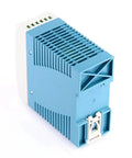 30W 5V DC DIN Rail Power Supply With 6A Output Wide Input 85 to 264 VAC Or 120 to 370 VDC Class I Division 2 Hazardous Location Auto Recovery Short Circuit Overcurrent and Overvoltage Protection For Rock Solid Global Installations, blue plastic DIN rail module