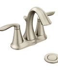Eva Brushed Nickel Two-Handle 4-Inch Centerset Bathroom Faucet With Drain Assembly For 3-Hole Sink, Transitional Style And Easy Install 6410BN