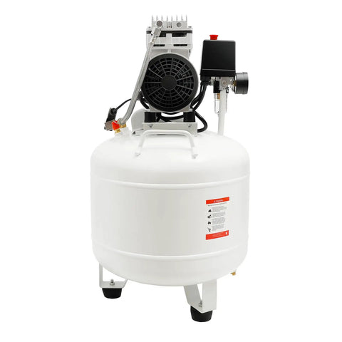 40L Portable Dental Air Compressor, 750W Silent Medical Pump With Steel Tank. Oil-Free Copper Motor Engine, 115 PSI Max Pressure, 165 L/Min Flow. Rock Solid For Clinical Use. Heavy Duty Industrial Grade Equipment. No Fuss Setup. Built To Last A Lifetime.