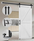 Double MDF Barn Door Panel Set With Waterproof PVC Surface 18 Inch By 84 Inch Slab Solid Sliding Door For Interior Rooms Includes 6 Foot Sliding Hardware Kit Easy To Install Space Saving Design And Smooth Operation