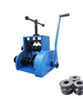 WYDDDARY Manual Pipe Bender Machine With Round And Square Dies for tube bending, featuring a blue metal body and three dies.