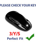 Tesla Key Fob Cover With Keychain Grippy TPU Case For Model 3 Model Y Model S showing compatibility and fit with green checkmark