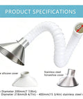 Tough As Nails Flexible Fume Extraction Arm With Heavy Duty Dust Collection Hood And Snappy Articulated Hose showing stainless steel hood and silicone cover.