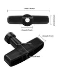 Front and side view of Two Pack Lawn Mower Pull Cord Handle Grip Replacement For Generators Chainsaws Trimmers Edgers And Brush Cutters 2.84 Inch Long By 0.65 Inch Wide Durable Three Finger Grip showing dimensions and black plastic material.