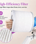 High-efficiency filter for Stay Smooth And Keep Your Mani Bar Dust Free With This Straight Up Powerhouse Nail Dust Collector.