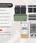 Portable All In One Modular Painting Station With Wet Palette, Brush Cleaners, Holders And Lid For Miniatures And Warhammer Hobbyists, Compact Setup For Acrylic Paints, Easy Organization And Quick Cleanup standard set components displayed.