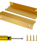 10 Pack Finger Edge Pull Handles 80mm Brushed Gold Aluminum Edge Pulls Right Angle Cabinet Hardware for Kitchen, screws, screwdriver
