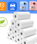 10 Rolls BPA Free Thermal Paper For Kids Instant Cameras, Universal Compatibility With Most Kids Cameras, Easy Refill For Fun Prints And Creative Projects, Safe Non Toxic Paper For Little Photographers. BPA-free 57mm x 25mm rolls with camera icons.