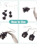 Steps to make earrings with Black Acrylic Flower Bead Caps 100 Pcs Five Petal Frosted Resin Flower Spacers for DIY Jewelry Making.