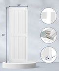White Sliding Barn Door 30 By 80 Inches Made From MDF With Waterproof PVC Coating Pre Drilled Ready To Assemble Includes 5 Foot Black Sliding Door Hardware Kit And Handle H Frame Built To Last For Smooth Operation