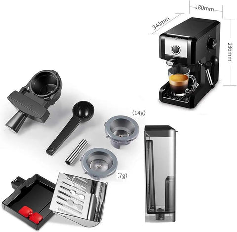 Compact Espresso Machine With 20 Bar Pressure For Creamy Cappuccinos And Lattes 1250W Pro Grade Brew Frothing Milk Foam Steam Nozzle