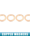 Copper washers from Banjo Bolt Brake Fitting Adapter Kit For Cars And Motorcycles, Three Eighths UNF Thread, 25mm Length