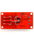 5V 1 Channel Relay Module With Optocoupler Isolation For Safe High And Low Level Triggering That Plays Nice With Arduino And Raspberry Pi For Your DIY Electronics Projects. red PCB back view