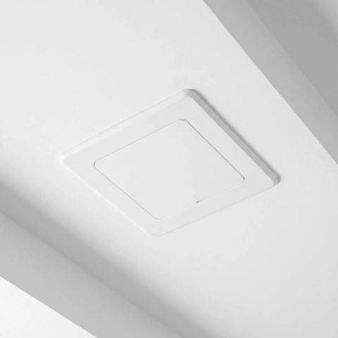 White Peel And Stick Ceiling Access Panel Self Adhesive Pipe Cover No Drill Quick Install lightweight panel on ceiling.