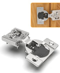 10 Pack Half Inch Overlay 4D Soft Close Concealed Cabinet Hinges For Face Frame Doors With Adjustable Closing Speed Satin Nickel Finish 105 Degree Open Angle Stainless Steel, close-up view