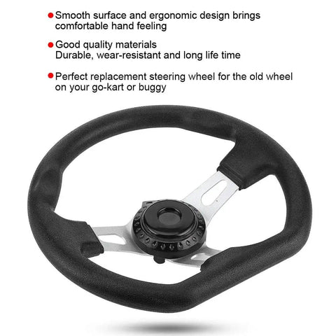 270mm Universal Go Kart Steering Wheel with ergonomic grip, showing smooth alloy build and durable ABS aluminum construction