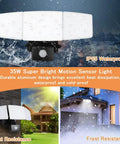 Plug In Motion Sensor Light With 3 Adjustable Heads 35W LED Outdoor Flood Light No Nonsense IP65 Waterproof Exterior