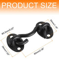 Two Pack 2 Inch Hook And Eye Latch For Privacy Stainless Steel Barn Door Lock Hardware For Windows Cabinets Sliding Doors Bedroom And Bathroom Black Finish Built To Last, with measurements.