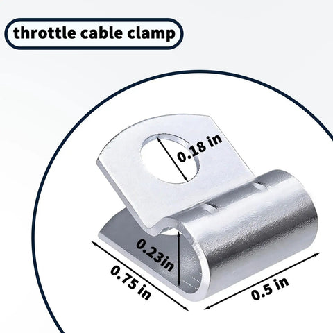 Vibration Proof Cable Guide Clamps For Throttle Cables Wiring Tubes And General Installations, metal dimensions shown close-up