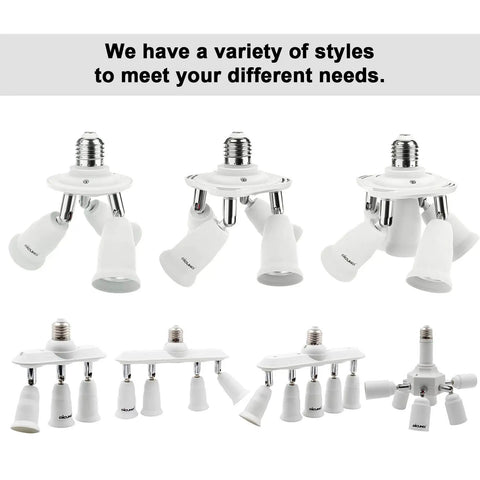 3 In 1 E26 Light Socket Adapter With 360 Degree Rotation And 180 Degree Bend Easy Install Converts One Socket Into Three For Standard Bulbs 180W Max Triple Lamp Holder Flexible 3 Way Bulb Socket Converter