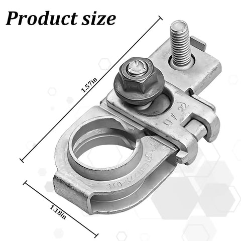Built Tough Zinc Alloy Car Positive Battery Terminal Connector Replaces Oem 91980 3X010 shown with size dimensions 1.57in x 1.18in.