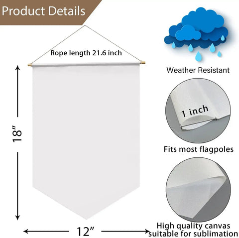 DIY Sublimation Blank Banner Set For Wall Display Waterproof Canvas Banners dimensions and weather resistance features