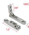 Heavy Duty Zinc Alloy Jewelry Box Hinges Set With Screws, 10 Pack In Silver 1.2 X 0.2 X 0.8 Inches, showing hinge dimensions.