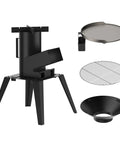 Three In One Camp Rocket Stove Kit With Griddle Grill And Pot Rack Portable Wood Burning Stove With Detachable Stand parts overview