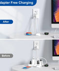 Before and after using Dual Type C And USB A Wall Outlet With 20 Amp Three Port Receptacle And Wall Plate UL Listed White 6 Pack Built In Smart Charging Chips For iPhone iPad Android Devices And More