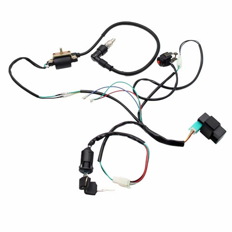 Kick Start Wiring Harness Kit With Stator For 50cc To 140cc Pit Dirt Bikes And ATVs CDI Coil Spark Plug Magneto Assembly.