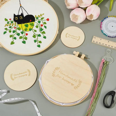 Six Pcs Wooden Backing Plates For Finishing Embroidery Hoops In Three Round Sizes 5.9In, 3.9In And 3In, Perfect For Christmas Ornament Making