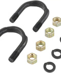 Beefed Up U Bolt Kit For 1410 Series Driveshaft Components With Bearing Strap And End Yokes Mounting Hardware, black U-bolts, nuts, washers
