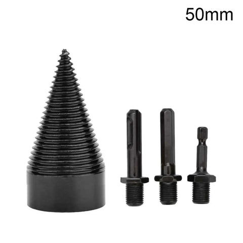 Pro Grade Firewood Cutting Drill Bit And Wood Hole Opener Kit Designed To Rip Through Logs Fast Fits Standard Hammer Drills 50Mm with 4 black auger bits.